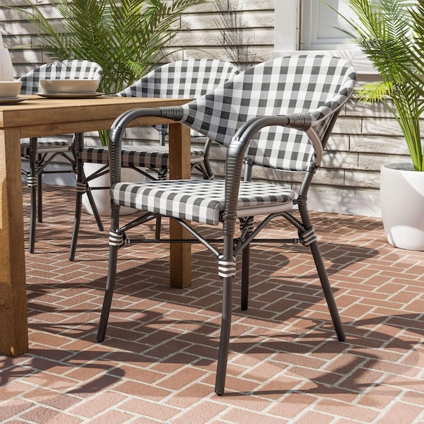 Shreiner Black Aluminum Outdoor Dining Chair in Black (Set of 4)