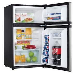 Designer 3.1 cu. ft. Mini Fridge in Stainless Look with Freezer Section