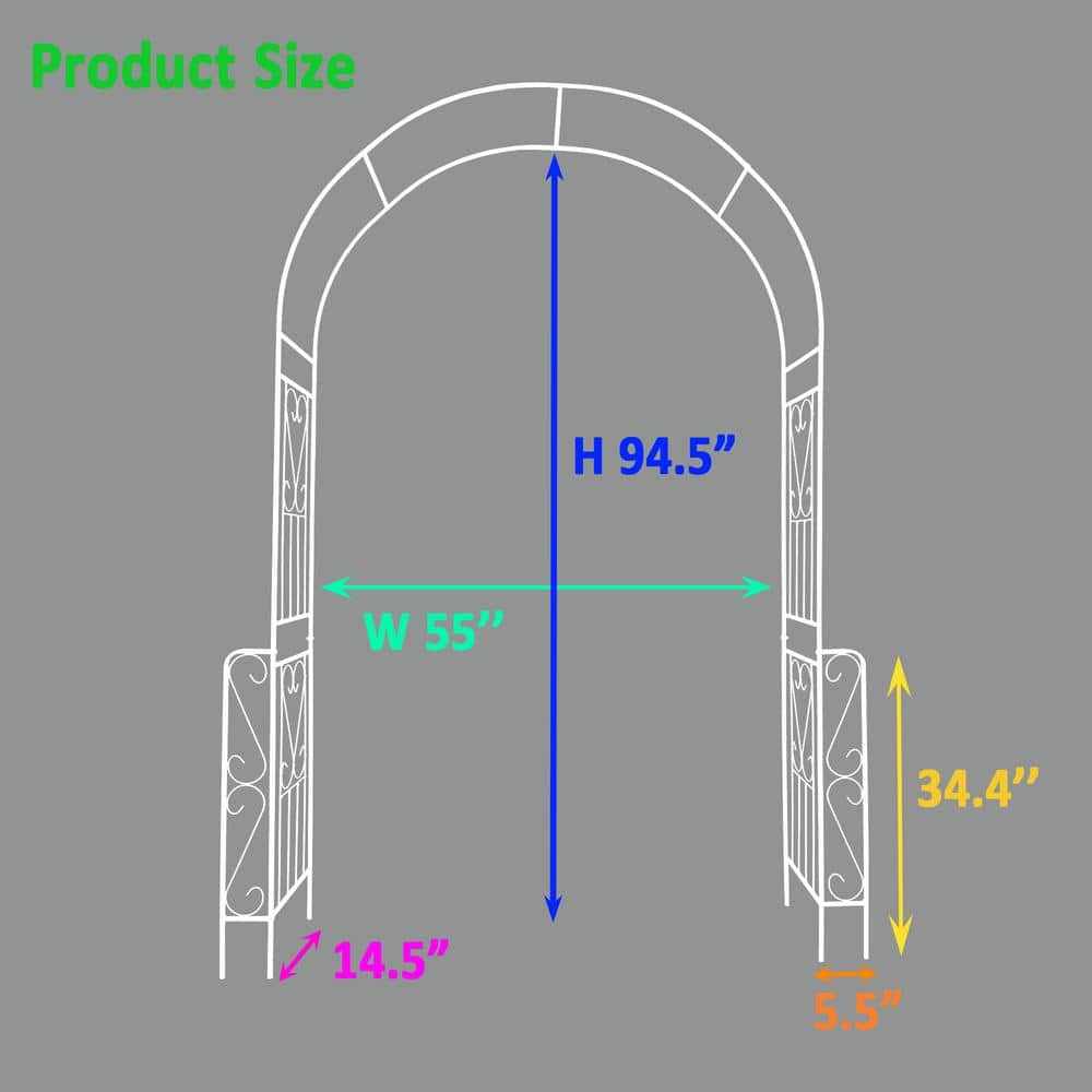Cream White Metal Garden Arch Arbor Trellis for Climbing Plants