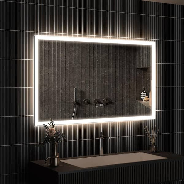 48 in. W x 36 in. H Rectangular Frameless LED Light with 3-Color and Anti-Fog Wall Mounted Bathroom Vanity Mirror