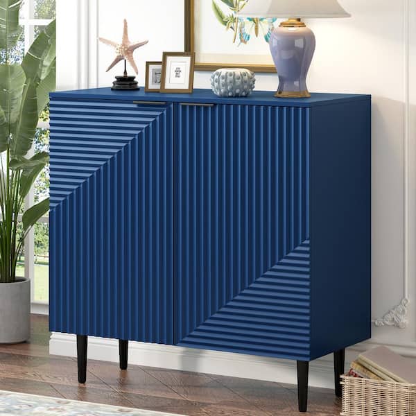 CHRISTOPHER KNIGHT HOME Mirod Modern Minimalist Navy Blue MDF Top 35 in. Sideboard with 2 Door, Adjustable Shelves