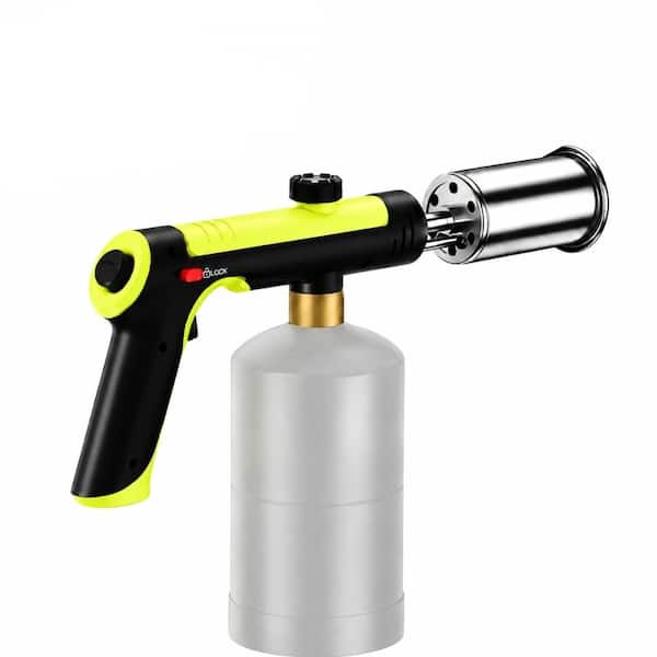 Metal and Plastic Black and Green Propane Torch with Safety Lock, Adjustable Flame for Cooking and Outdoor Use