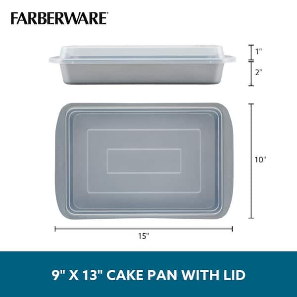 Gray Farberware Nonstick Bakeware 9-Inch x 13-Inch Covered Rectangular Cake Pan 
