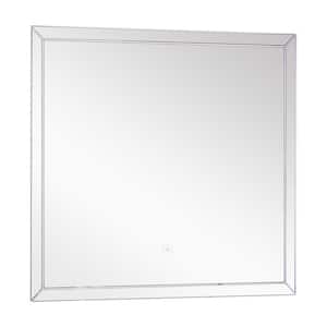 Finn 23.62 in. W x 21.65 in. H Frameless Rectangular LED Light Bathroom Vanity Mirror in Silver