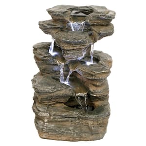 Devil's Thumb Falls Stone Bonded Resin Illuminated Garden Fountain