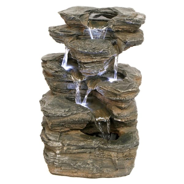 Design Toscano Devil's Thumb Falls Stone Bonded Resin Illuminated Garden Fountain