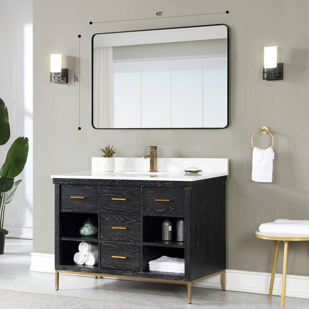 Nettuno 48" Rectangular Silver and Gold Bathroom Vanity Mirror