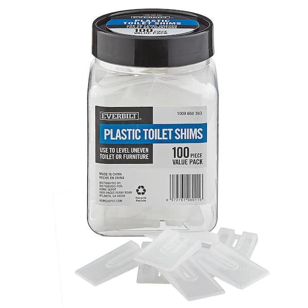 Everbilt Toilet Plastic Shims 1.96 in. x 1.18 in. x 0.24 in. Clear 100-Pieces Per Jar