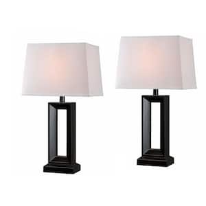 Katherine 27.5 in. Black Table Lamp Set and White Shades (Set of 2)