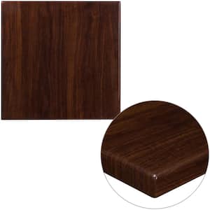 24 in. Square High-Gloss Walnut Resin Table Top with 2 in. Thick Drop-Lip