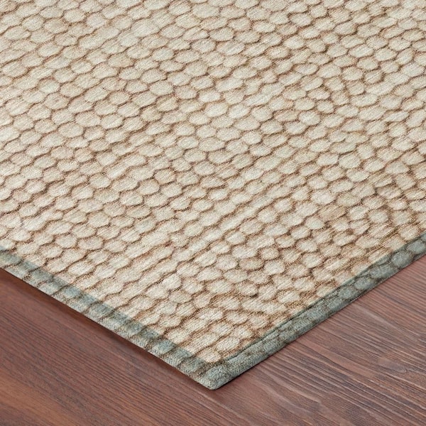 Chantille Machine Washable Indoor/Outdoor Abstract ACN2719 Beige 8 ft. x 8 ft. Round Rug