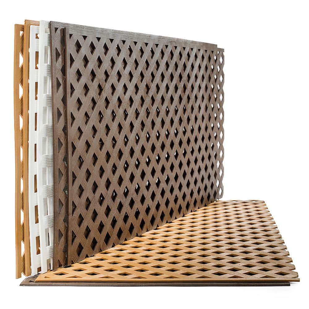 Brazilian Walnut Diamond Vinyl Privacy Lattice Panel 4 ft x 8 ft