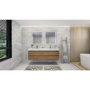 Fortune 72 in. W Bath Vanity in Natural Oak with Reinforced Acrylic Vanity Top in White with White Basins