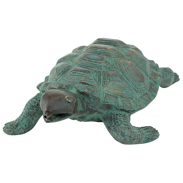 Design Toscano 4 in. H Traipsing Turtle Bronze Garden Statue