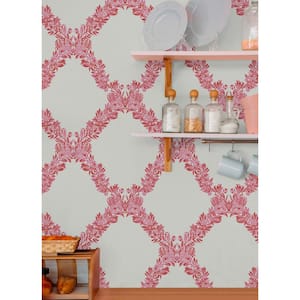 Pink Valentino Wreath Peel and Stick Wallpaper Sample