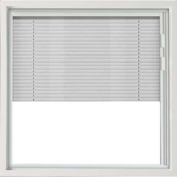 47.5 in. x 47.5 in. Blinds in Glass White Vinyl Frame New Construction Picture Window