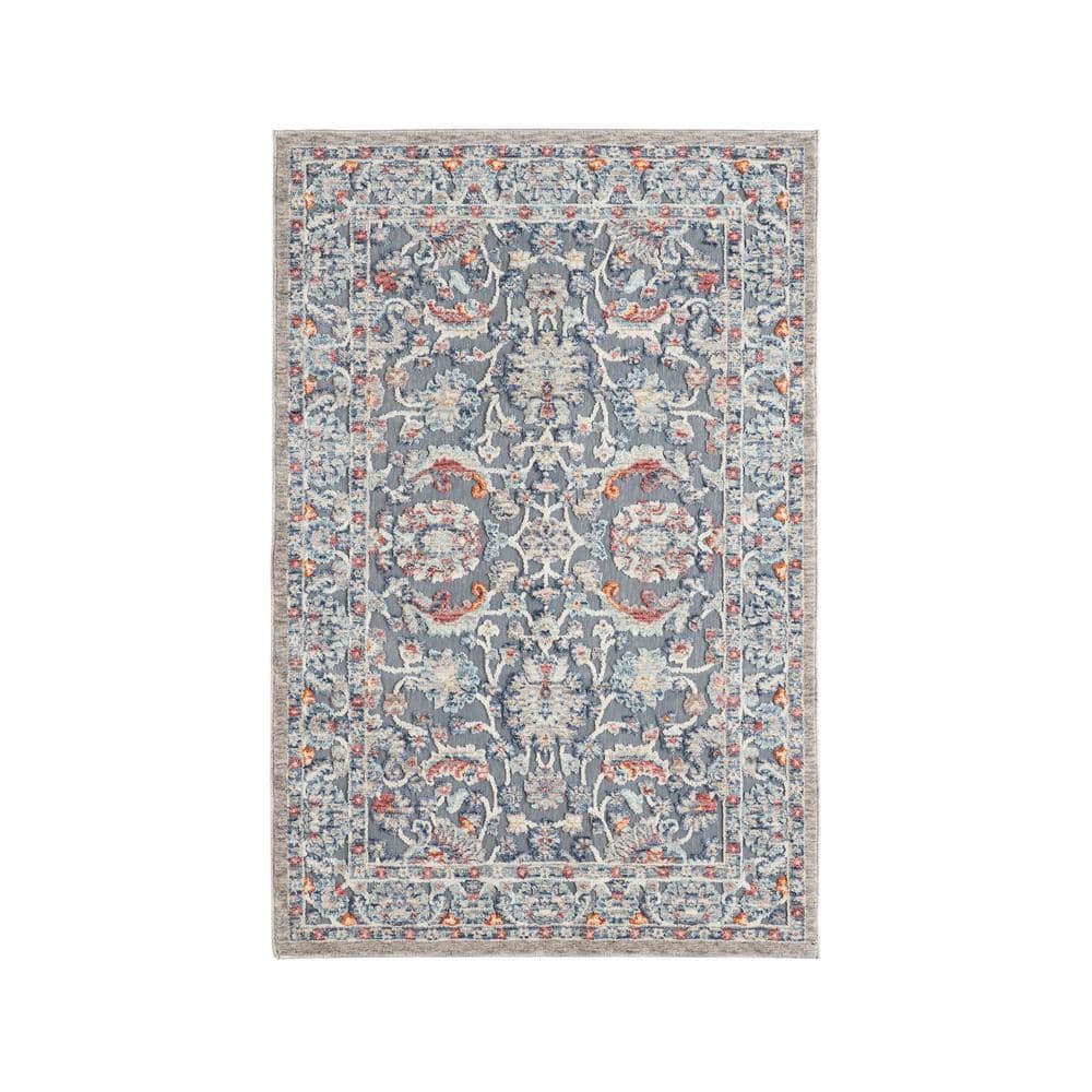 Laura Ashley Navy Blue 3 ft. x 5 ft. Medallion Turkish Chenille Area Rug LAA012235 The Home Depot