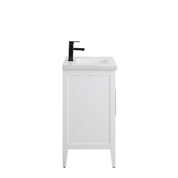 30 in. W x 18.5 in D x 34 in. H Single Sink Bathroom Vanity Cabinet in White with Ceramic Top