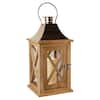 LUMABASE Lantern 7.75 in. x 15.5 in. Wooden Lantern Copper Roof with ...