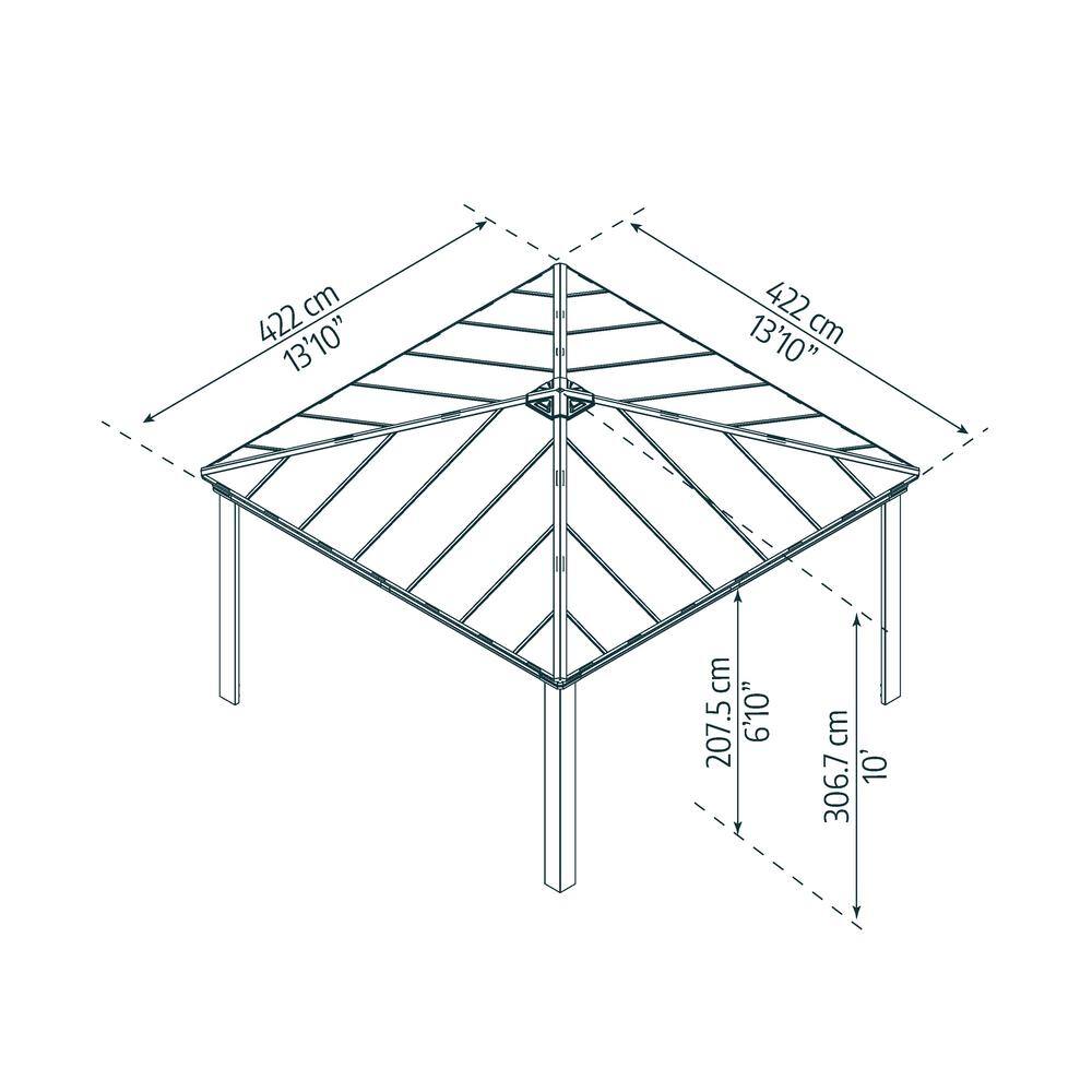 Gray Aluminum and Polycarbonate 14' x 14' Carport Kit