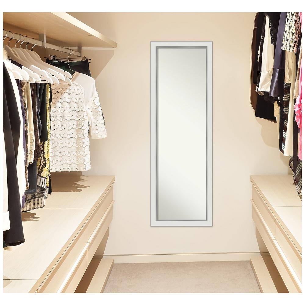 Eva White and Silver Full Length Rectangular Wood Mirror