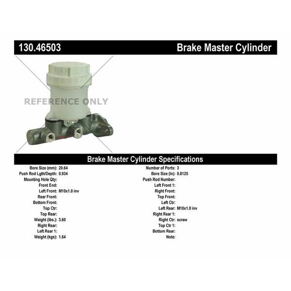 Centric Parts 130.46503 Premium Brake Master Cylinder