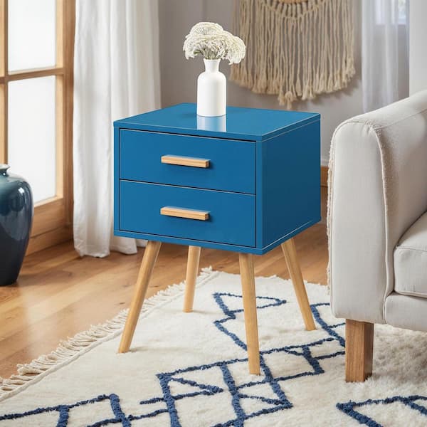 Convenience Concepts Oslo 23.5 in. Blue 2 Drawer End Table