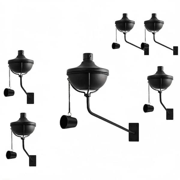 6-Pack Wall Mounted 24 oz. Refillable Citronella Torches, Outdoor Metal Flame Torches for Yard, Garden and Party Decor
