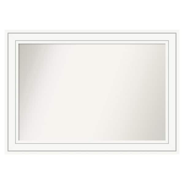 Amanti Art Craftsman White 35 in. x 25 in. Custom Non-Beveled Satin Wood Framed Bathroom Vanity Wall Mirror