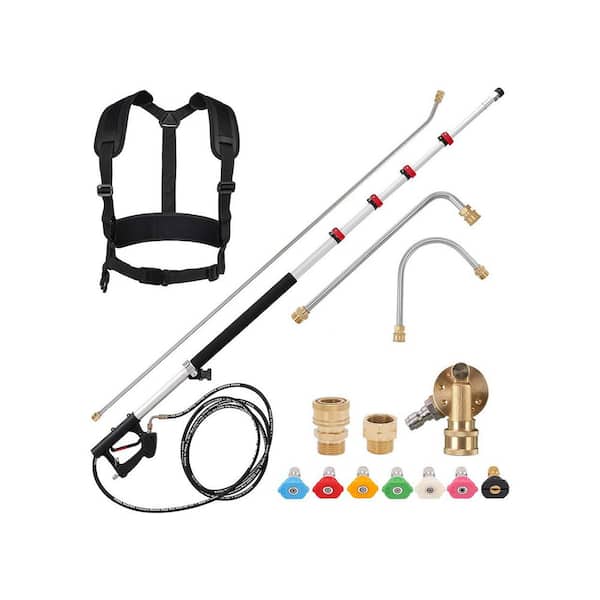 24 ft. Telescoping Pressure Washer Extension Sprayer Wand Telescopic Gutter Cleaner with 3 Curve Wands 7 Nozzle Tips