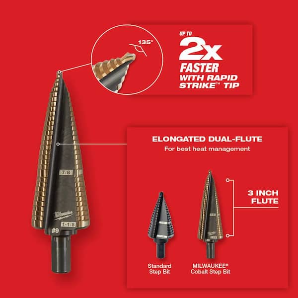 1/8 in. - 1/2 in. #1 Cobalt Step Drill Bit (13-Steps)