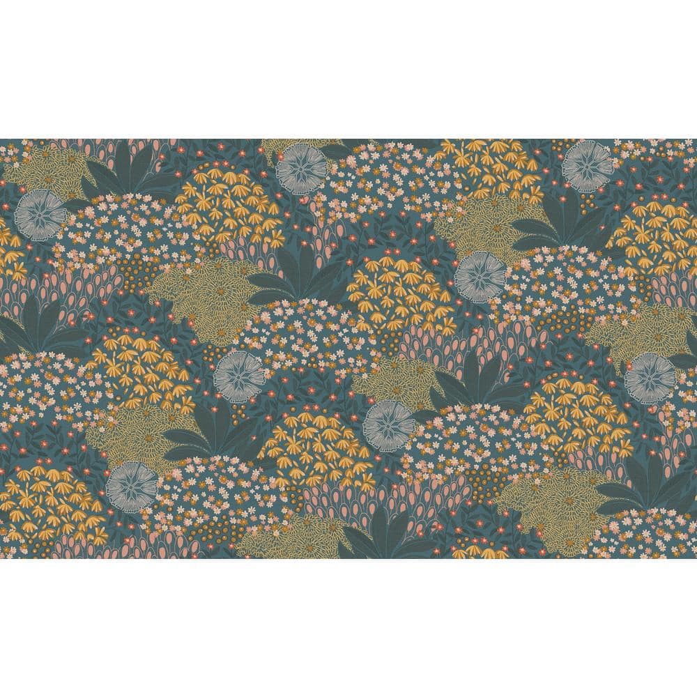 Fusion Collection Forest Bloom Motif Turquoise/Yellow Matte Finish Non-Past