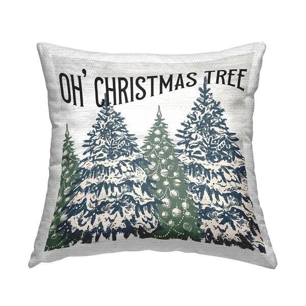 Stupell Industries Oh Christmas Tree Holiday Ornament Patterns Blue Square Outdoor Throw Pillow