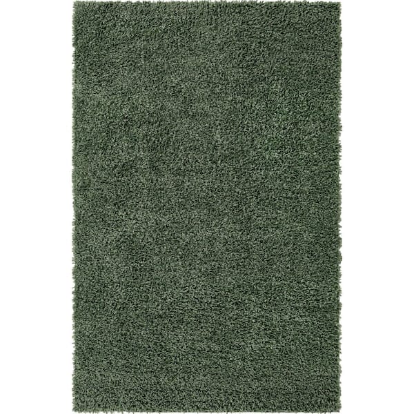Unique Loom Davos Shag Sage Green 5 ft. x 8 ft. Area Rug