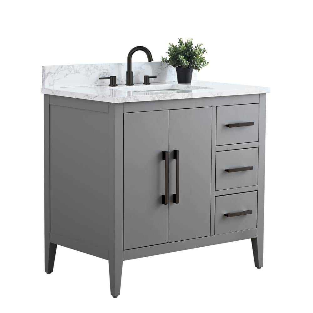 Cashmere Gray 36" Single Sink Bathroom Vanity with Marble Top