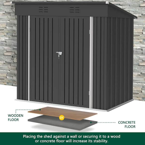 BTMWAY Dark Gray Upgrade 6 ft. W x 4 ft. D Galvanized Steel