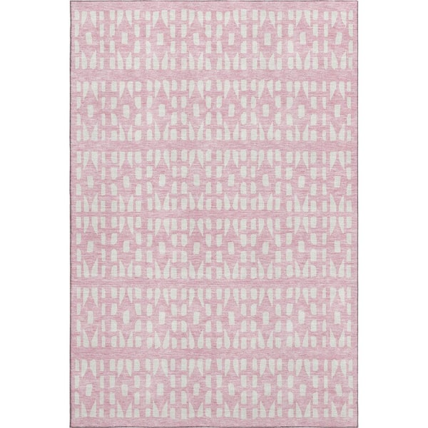 Addison Rugs Mayfield Premium Machine Washable Abstract AMF963 Pink 3 ft. x 4 ft. Area Rug
