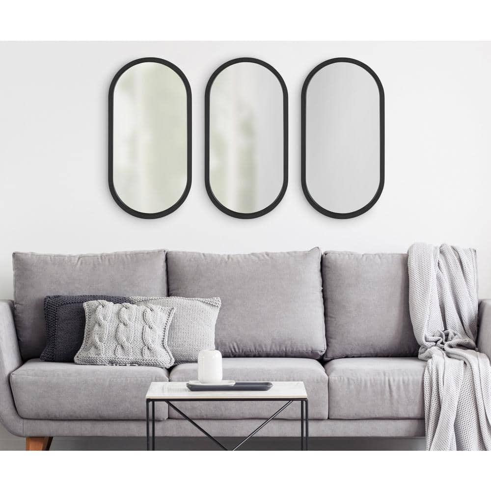 Travis Capsule Black Wood Framed Full-Length Vanity Mirror 12x24