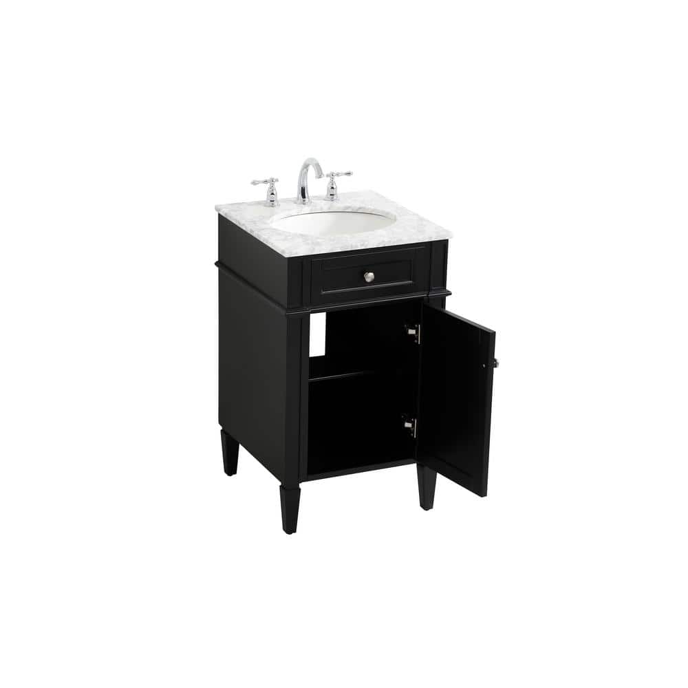 Black Marble Top Single Sink Vanity with Porcelain Basin