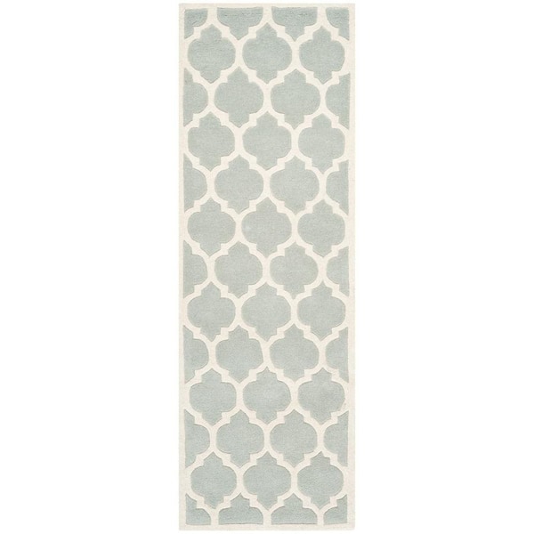 SAFAVIEH Chatham Grey/Ivory 2 ft. x 7 ft. Border Latticework Trellis Runner Rug