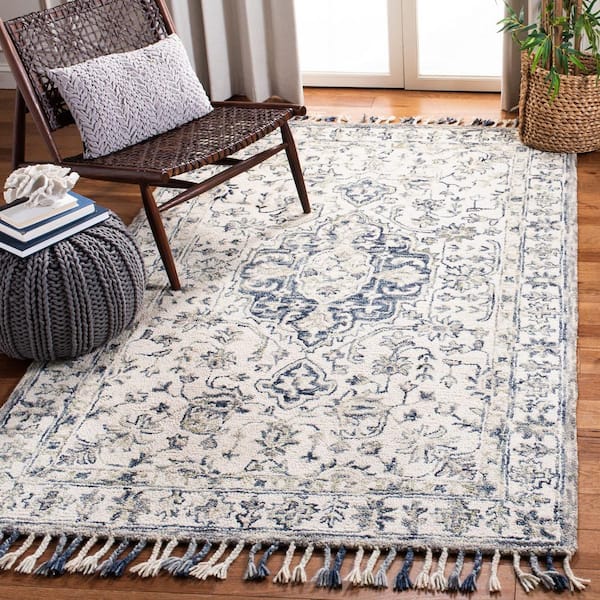 SAFAVIEH Aspen Ivory/Blue 9 ft. x 12 ft. Border Area Rug APN310A-9 - The  Home Depot