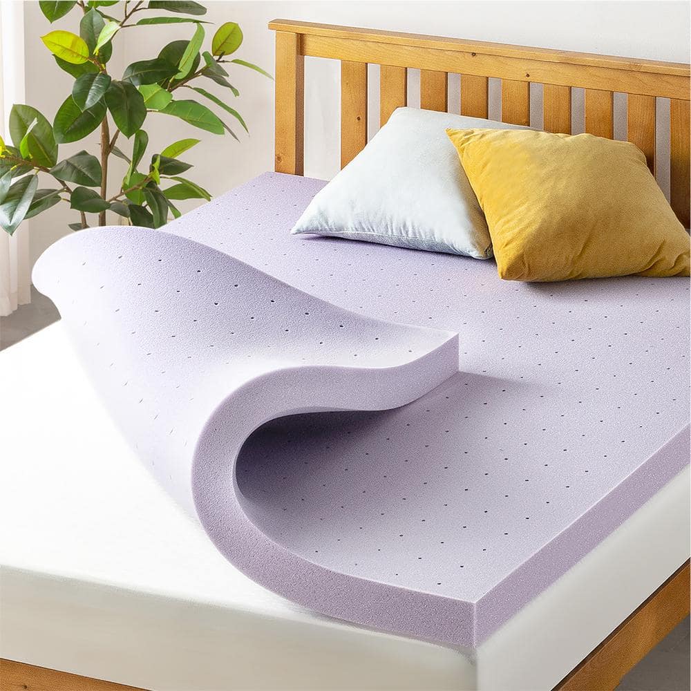 MELLOW 3 in. Ventilated Memory Foam Mattress Topper with Lavender