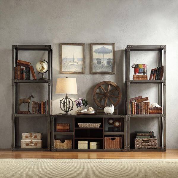 HomeSullivan Tarrson 3-Shelf Bookcase in Grey