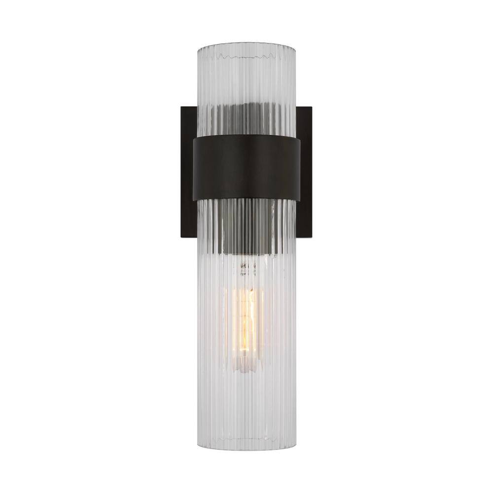 Geneva Black Iron Wall Sconce with Translucent Tube Shade