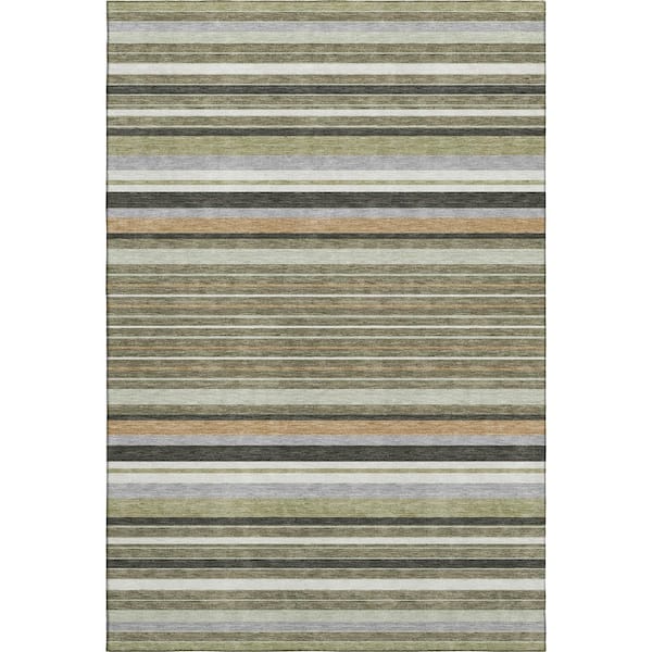 Mayfield Premium Machine Washable Abstract AMF2330 Olive 8 ft. x 10 ft. Area Rug