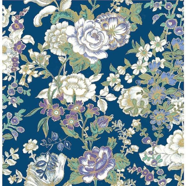 A-Street Prints Ainsley Indigo Boho Floral Paper Strippable Roll Wallpaper (Covers 56.4 sq. ft.)