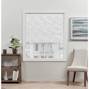 Prague Trellis White Cordless Total Blackout Roman Shade 34 in. W x 64 in. L