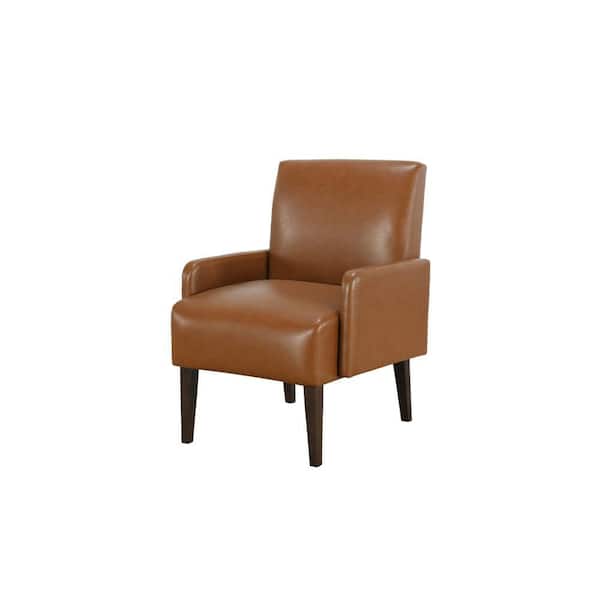 Benjara Swan Brown faux leather Accent Chair