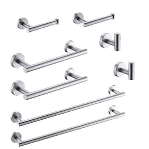 8-Piece Wall Mounted Stainless Steel Bath Hardware Set, with Bath Towel Bar/Rack Included in Brushed Nickel