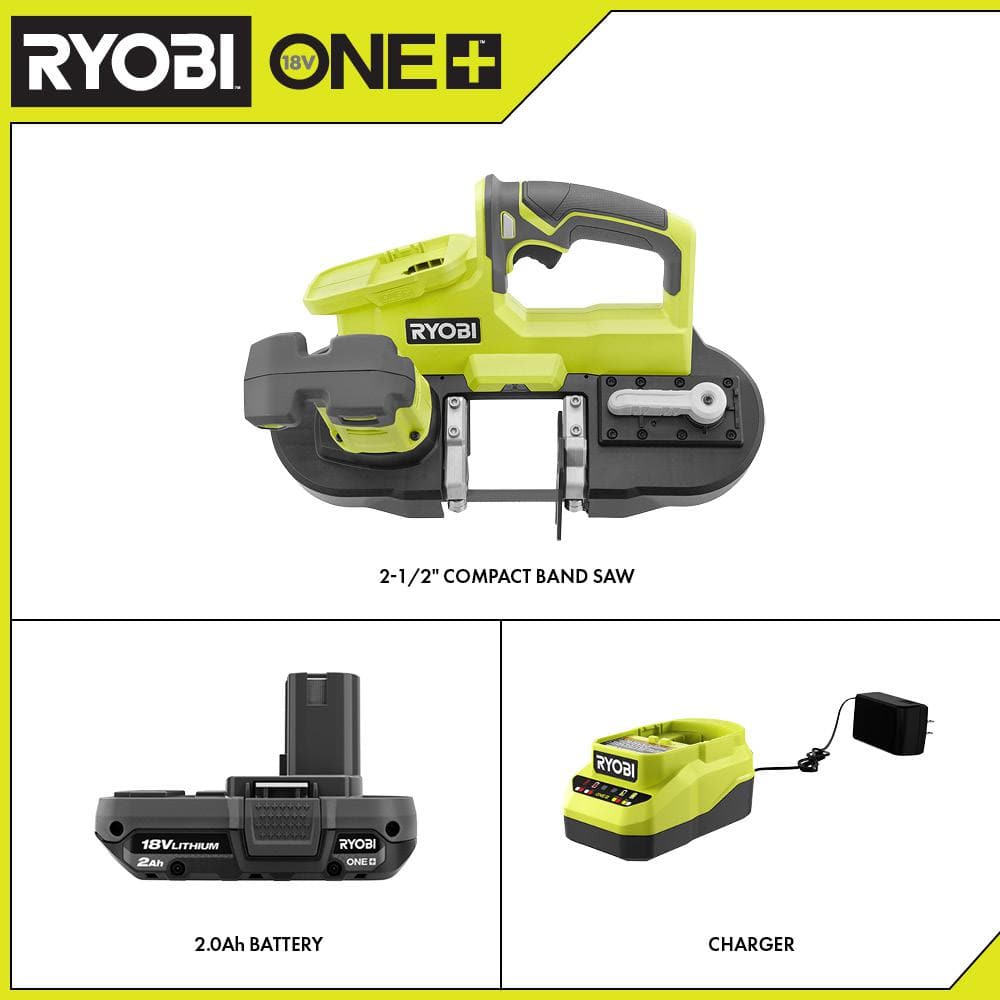 ONE+ 18V Cordless 2-1/2 in. Compact Band Saw with 2.0 Ah Battery and Charger - 1